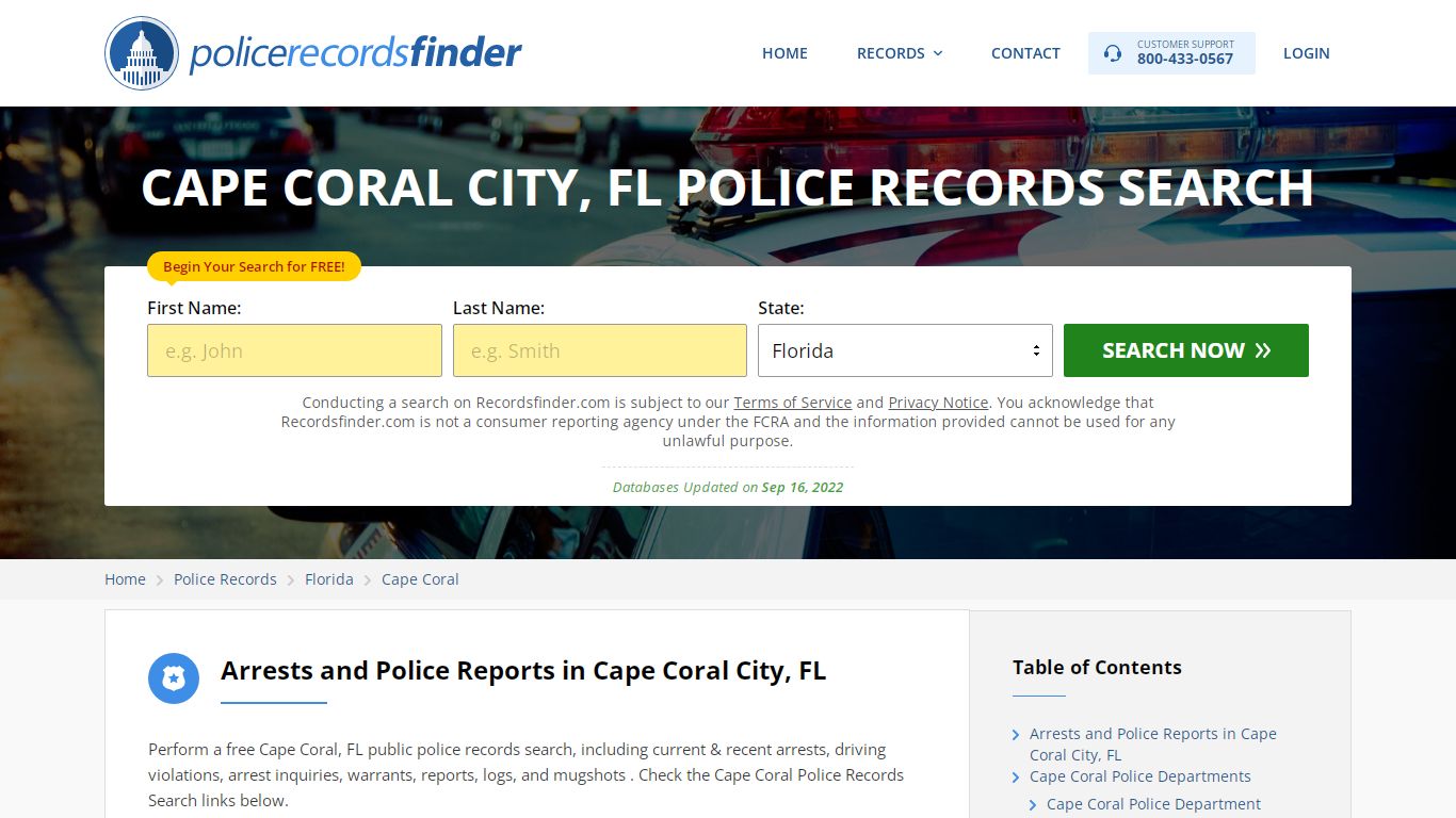 Cape Coral, Lee County, FL Police Reports & Police Department Records